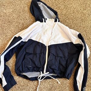 Hollister Navy and White Windbreaker Jacket